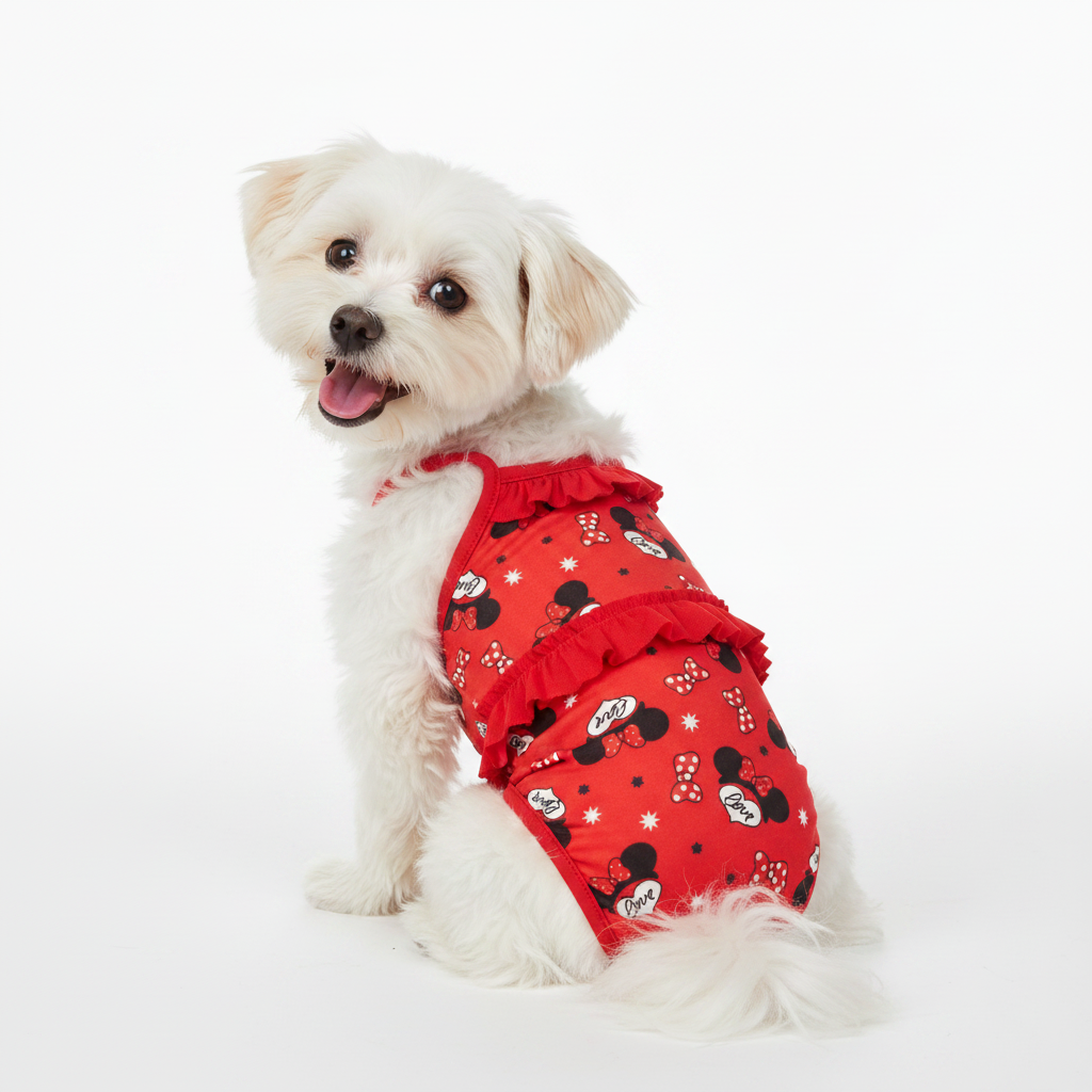 Perrita pequeña con enterizo Minnie de espaldas